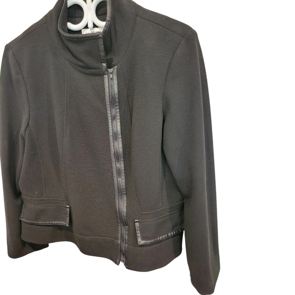 Julian Taylor N.Y. Fashionable Sleek Black Zip Jacket Size 14 - Picture 8 of 10
